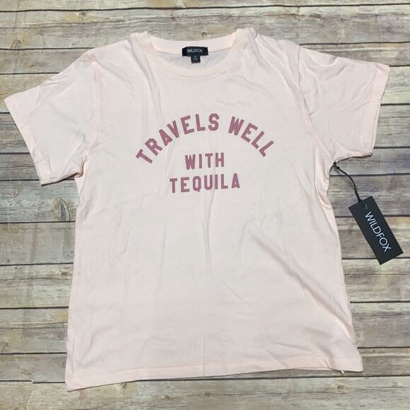 NWT WILDFOX Travels well with Tequila T-Shirt - Picture 1 of 4